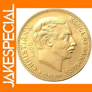 1914 Denmark 20 Kroner Gold Plated Coin Copy