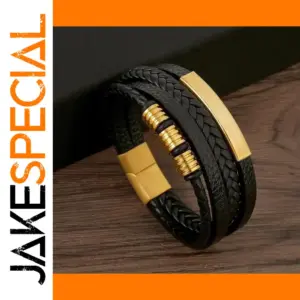 Men's Hand-Woven Leather Charm Bracelet