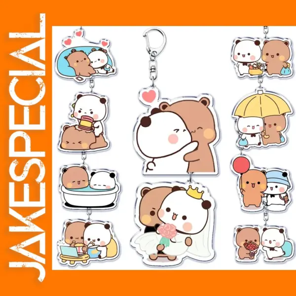 Cute Couple Bear Acrylic Keychain Pendant