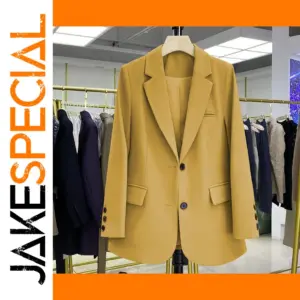Yellow Blazer for Women Autumn Winter Fashion