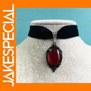 Neo-Gothic Vampire Cameo Velvet Choker Necklace