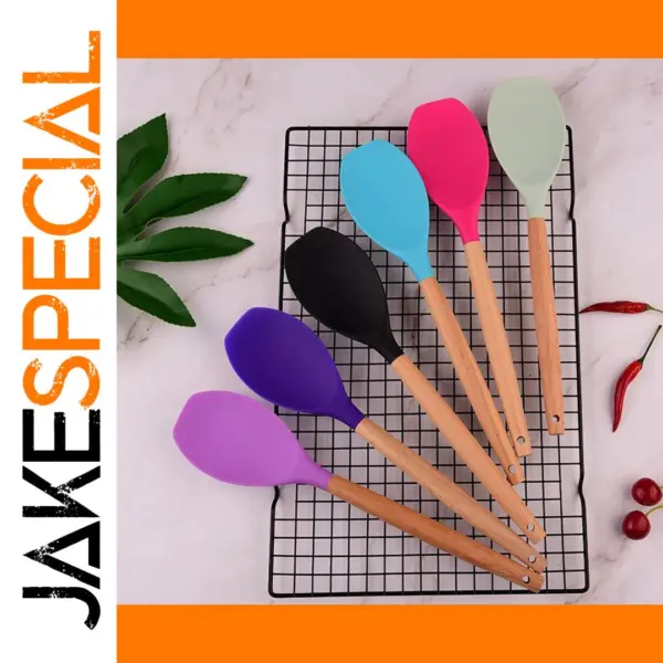 Silicone Salad Scoop with Beech Wood Handle