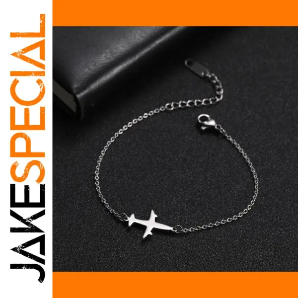 Stainless Steel Plane Charm Bracelet for Women