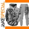 3D Tiger Print Hoodie and Pants Set