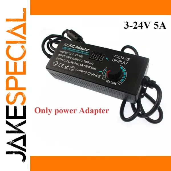 Adjustable Power Adapter AC to DC 3V-24V 5A Transformer