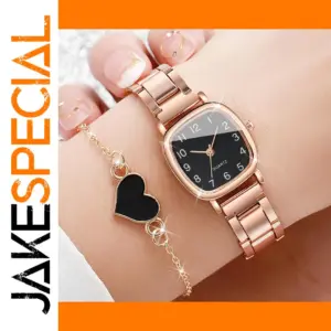 2PCS Women's Square Quartz Watch and Bracelet