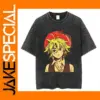 Men's Casual Anime Printed Black T-Shirt