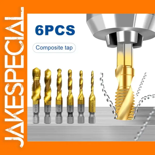 6pcs M3-M10 Titanium Plated Taps Set