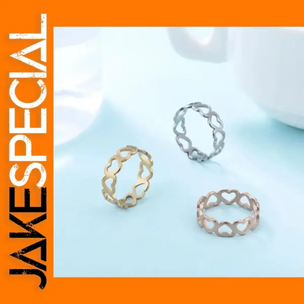 Romantic Rose Gold Hollow Heart Ring