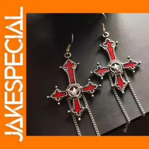 Gothic Skull Rose Cross Drop Earrings for Women