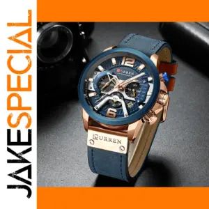 Luxury Blue Leather Chronograph Men's Watch