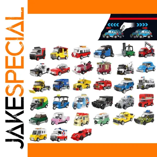 Mini Pull Back Building Brick Vehicle Set