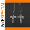 Gothic Bat Cross Pendant Necklace 25mm