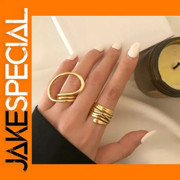 2pcs Geometric Punk Rings for Women