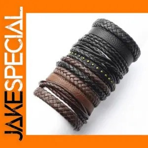 10 Pcs Handmade Leather Wrap Bracelets Set