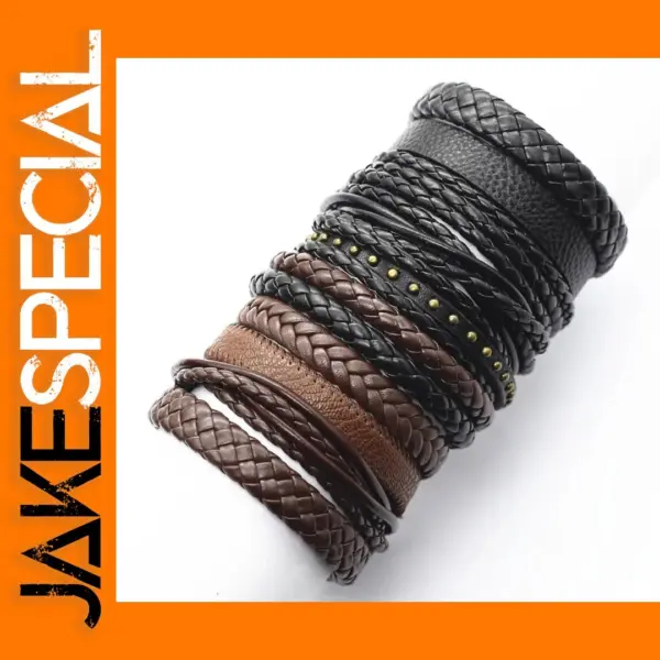 10 Pcs Handmade Leather Wrap Bracelets Set