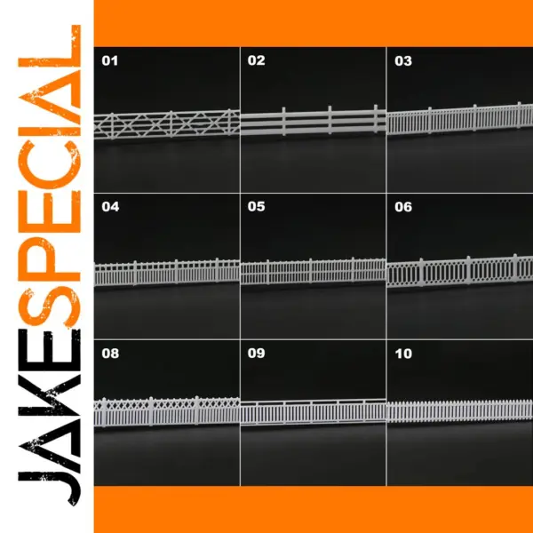 1 Meter N Scale White Model Fence Set