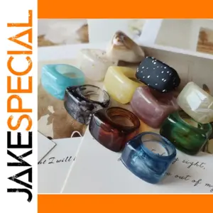 Vintage Geometric Resin Acrylic Ring for Women Men