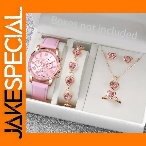 6PCS Women's Quartz Watch Jewelry Set