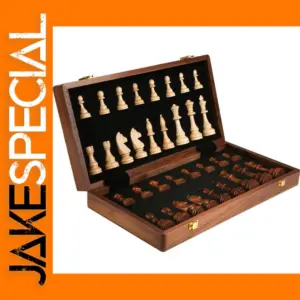 Solid Wood Chess Pieces with Folding Board