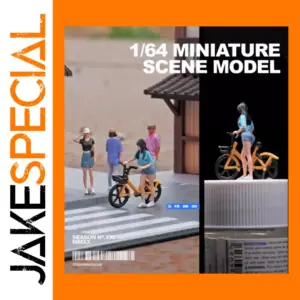1:64 Scale Resin Girl with Yellow Bicycle Figure