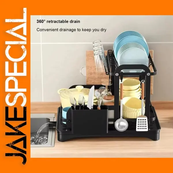 2025 2-Layer Kitchen Dish Drain Rack with Drip Tray
