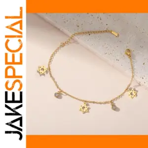 Star of David Stainless Steel Charm Bracelet