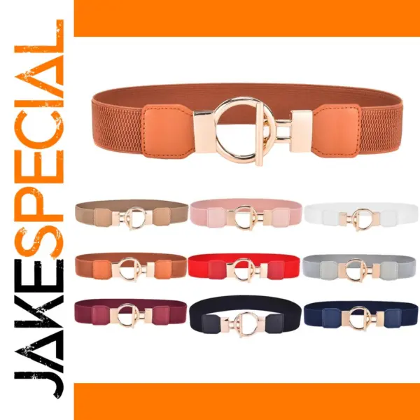Women’s Elastic Belt for Dresses with Gold Buckle