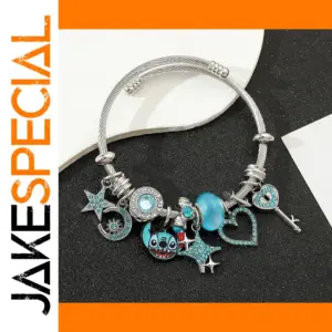 Blue Stitch Love Key Pendant Bracelet