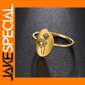 Birth Flower Signet Ring for Women