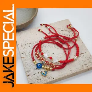 Lucky Red String Beaded Bracelet Set for Women