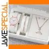 6pcs Women Quartz Watch & Jewelry Set V248