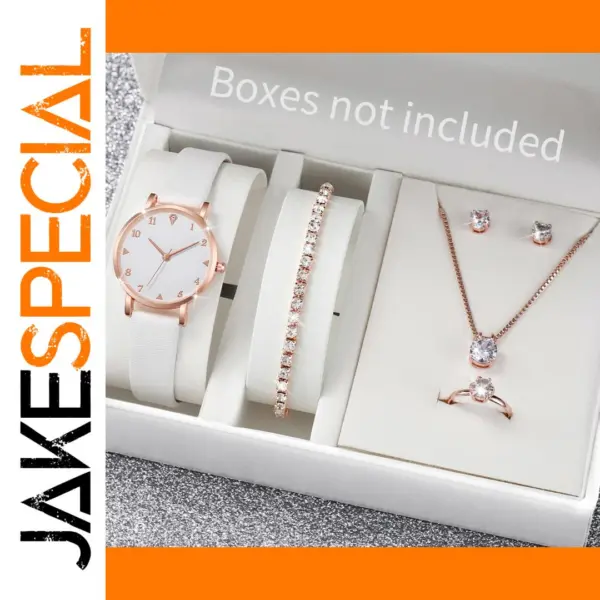 6pcs Women Quartz Watch & Jewelry Set V248