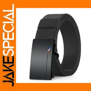Men's Black Canvas Belt with Automatic Buckle