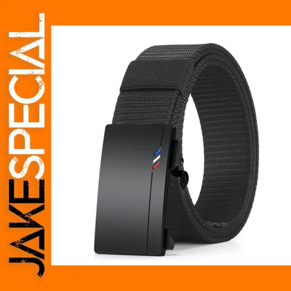 Men's Black Canvas Belt with Automatic Buckle