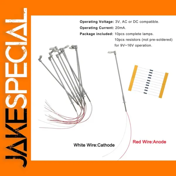 10pcs Z Scale Street Lights with Resistors