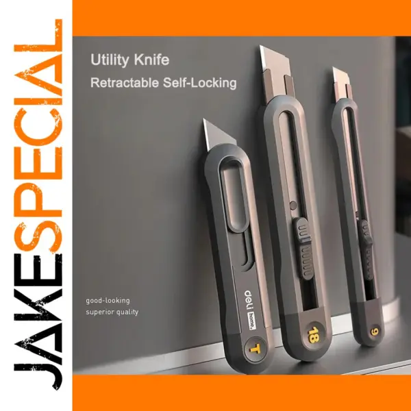 Deli Retractable Utility Knife with 3 Blades