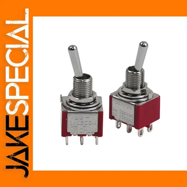 2PCS Red Mini 2 Way Toggle Switches DPDT