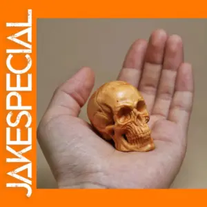 Wooden Skull Head Ornament for Halloween Decor