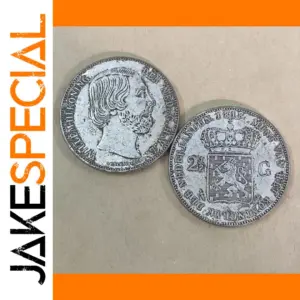 Vintage 1818 Netherlands 2.5 Guldens Silver Coin