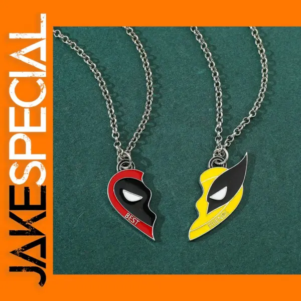 Marvel Deadpool & Wolverine Heart Pendant Set