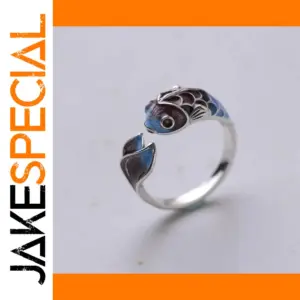Vintage Koi Fish Open Ring in Silver Copper