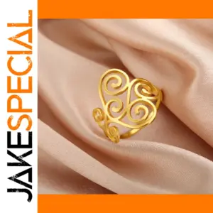 Filigree Gold Color Stainless Steel Ring for Women