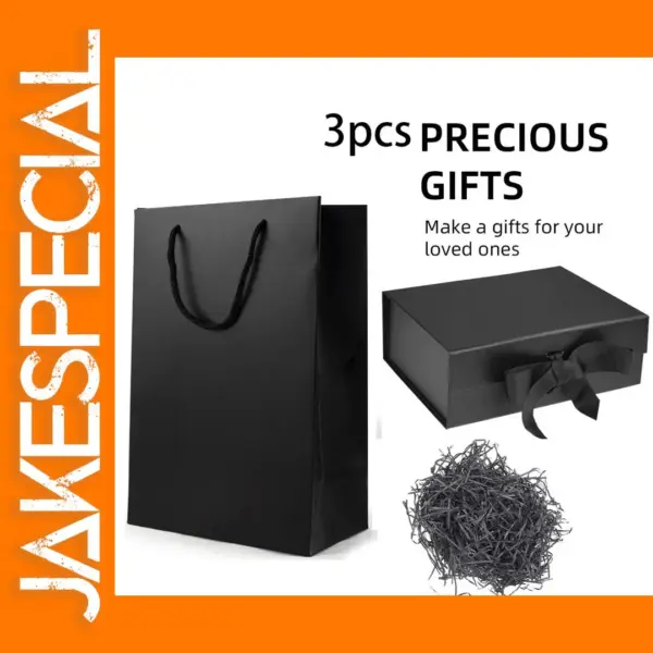 3pcs Black Gift Box and Bag Set