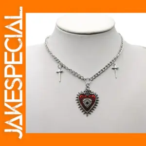 Gothic Heart Eyed Flower Pendant Necklace