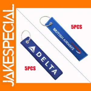 5PCS Embroidered Keychains with Blue Letters