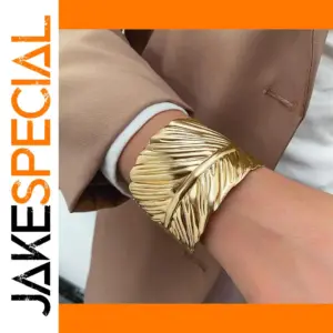 Metal Feather Opening Bangle for Unisex