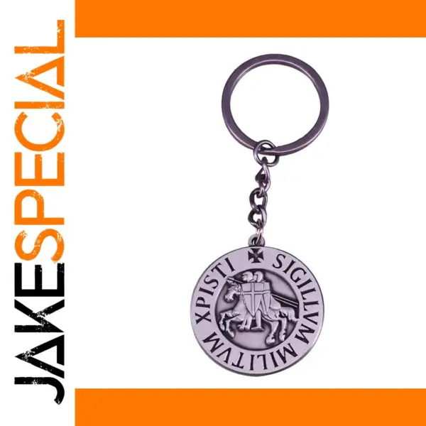 Knights Templar Seal Keychain Silver Plated