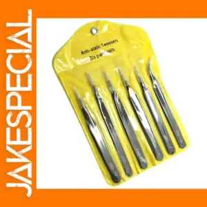 6PCS Anti-Static Stainless Steel Tweezers Set