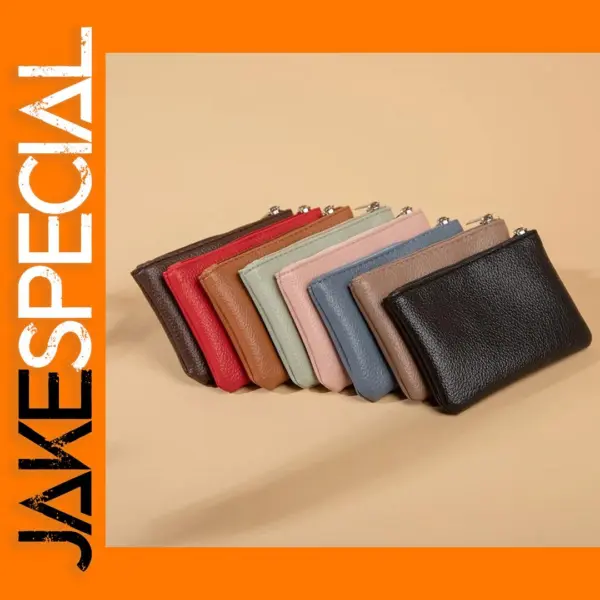 Mini PU Wallet for Women with Zipper Closure